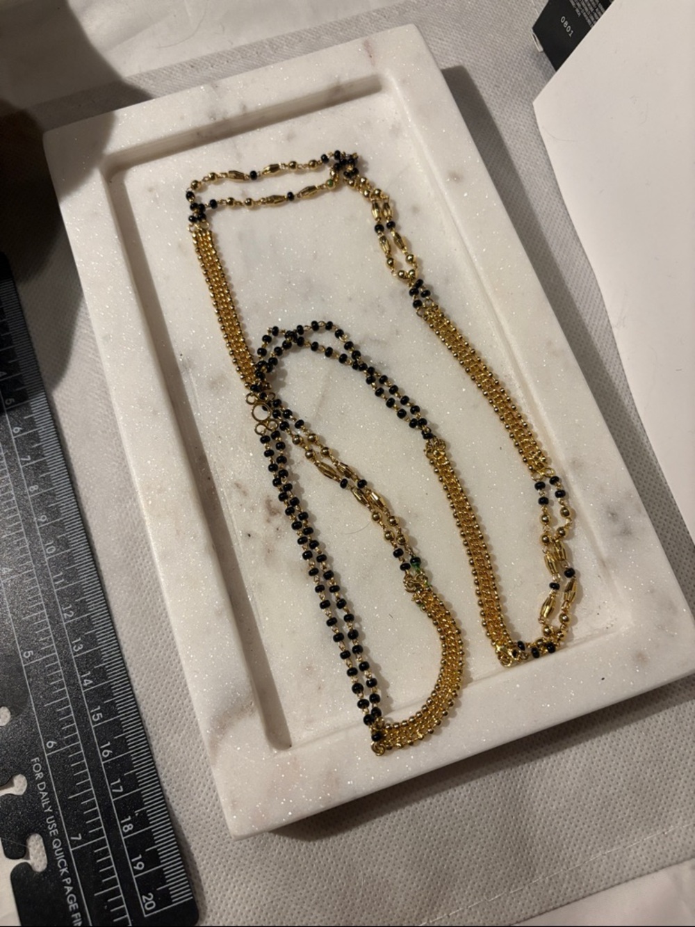 Elegant 22k Gold plated Finish Layered Necklace - Mangalsutra Style - Picture 7 of 7